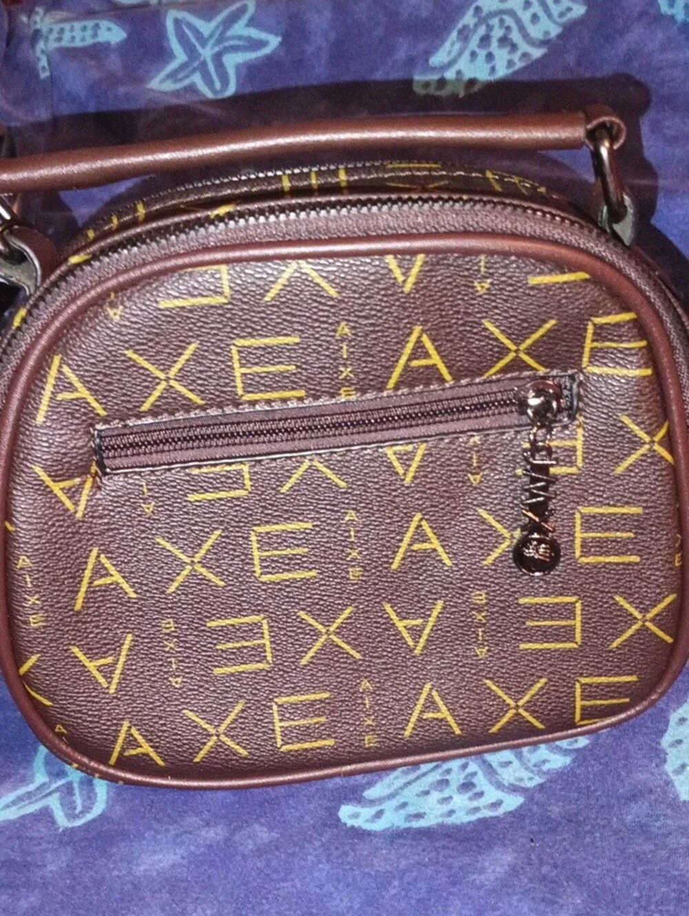 Brown Crossbody Bag with Yellow Monogram Accent